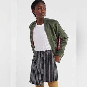 Urban Outfitters Ellie Striped Side-Button Mini Skirt in black & white stripe